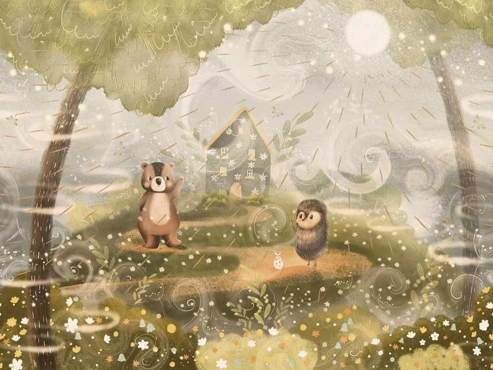 Фотообои и фрески на стену - в детскую комнату, ежик в тумане