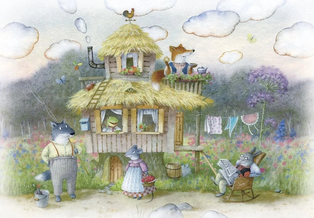 Фотообои и фрески на стену - в детскую комнату, теремок