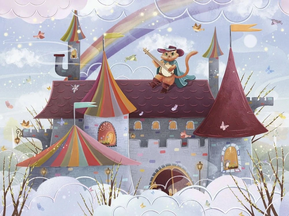 Фотообои и фрески на стену - в детскую комнату, кот в сапогах