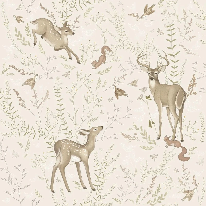 Фотообои на стену - в детскую комнату, бежевые, бежевая, олень, оленята