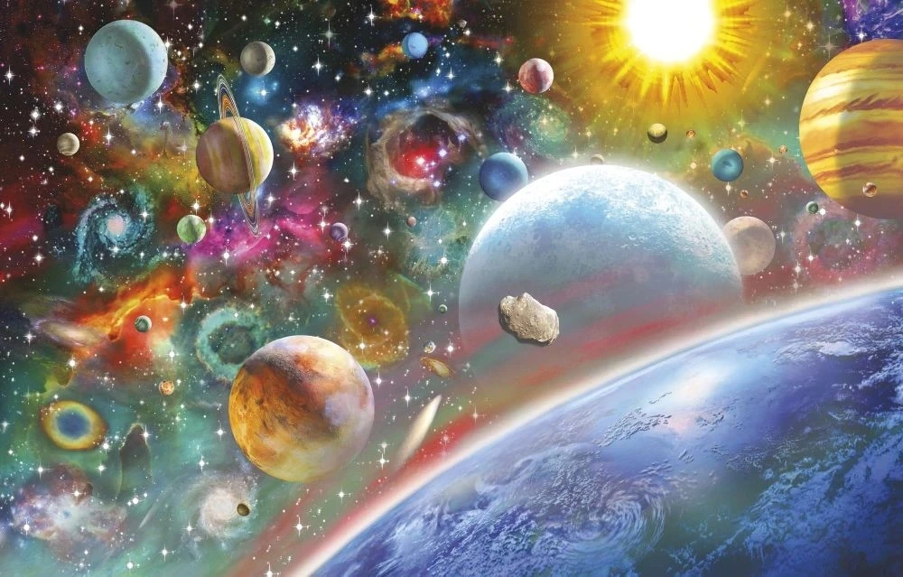 Фотообои на стену - в детскую комнату, разноцветные, космос