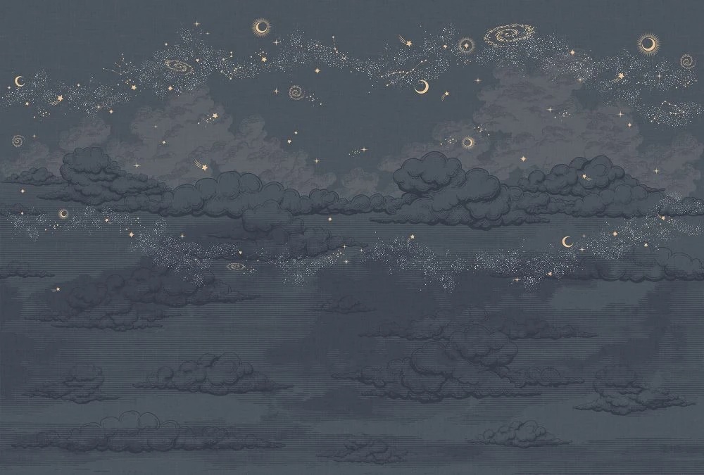 Фотообои на стену - в детскую комнату, космос, звездное небо, луна, звезды