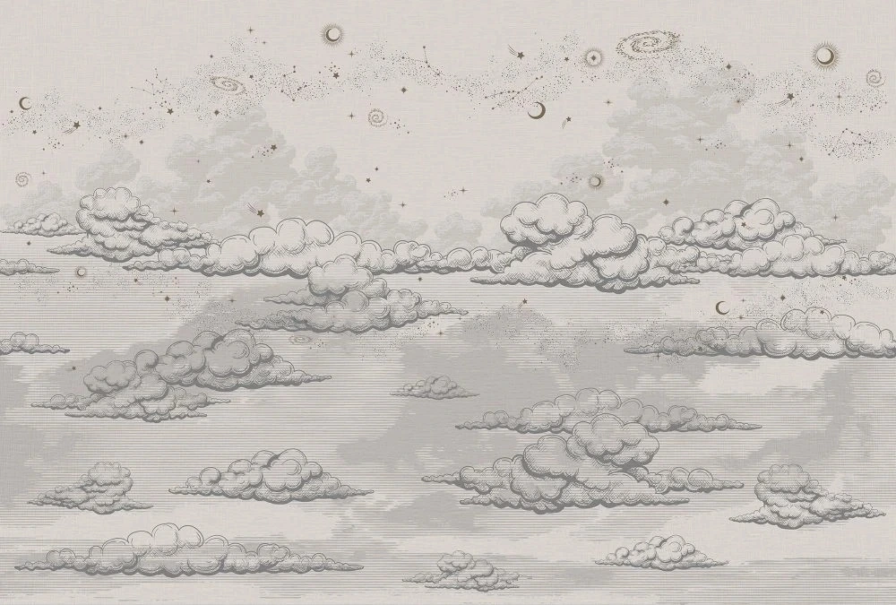 Фотообои и фрески на стену - в детскую комнату, небо, облака, бежевые