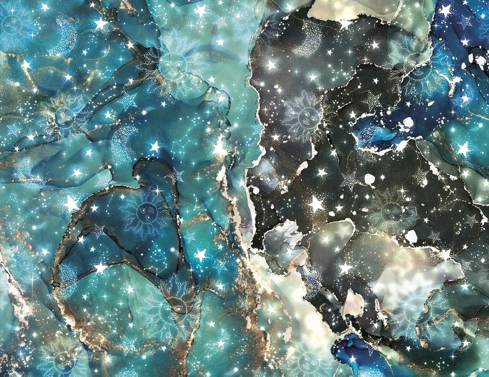 Фотообои на стену - в детскую комнату, космос, небо, звезды, бирюзовая