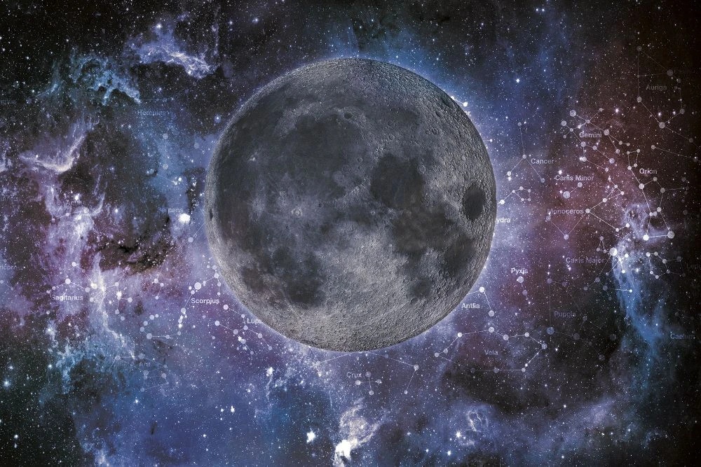 Фотообои на стену - в детскую комнату, космос, земля, темно синий, фиолетовая