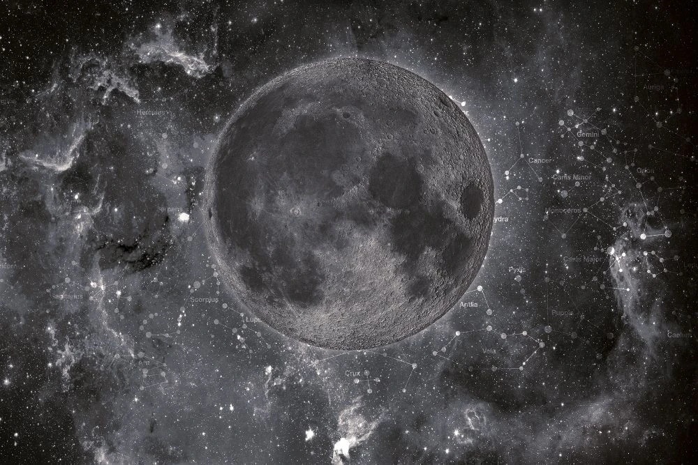 Фотообои на стену - в детскую комнату, космос, земля, темно серая, серые