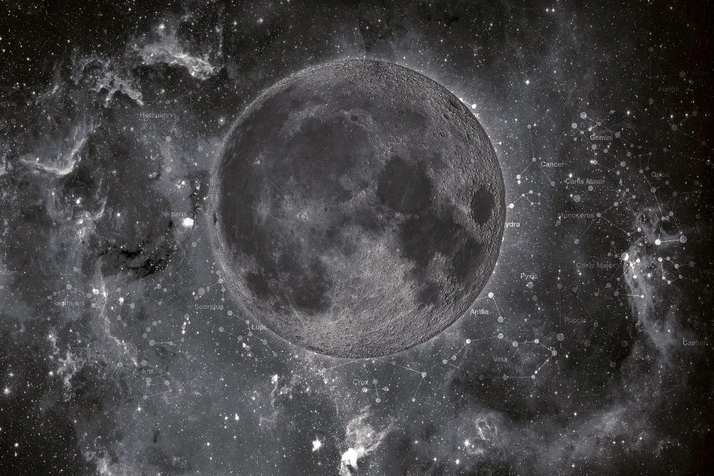 Фотообои на стену - в детскую комнату, космос, земля, темно серая, серые