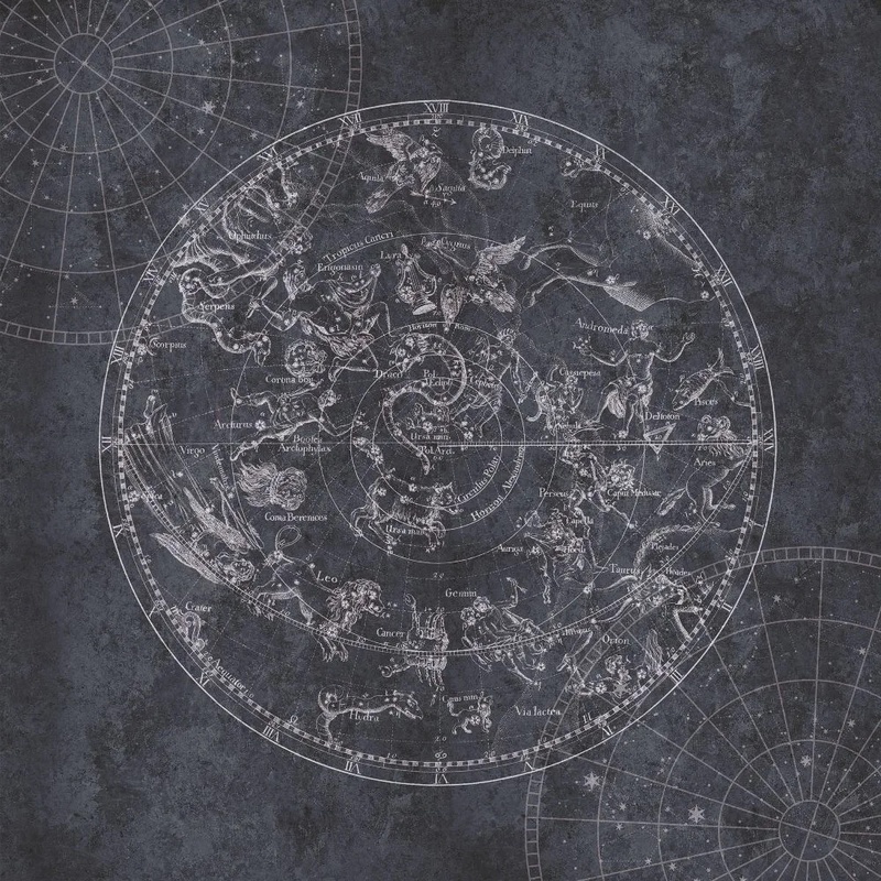 Фотообои на стену - в детскую комнату, космос, серые, земля, созвездия