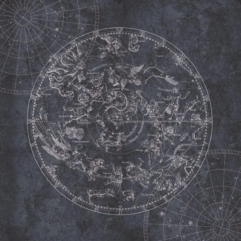 Фотообои и фрески на стену - в детскую комнату, космос, серые, земля, созвездия