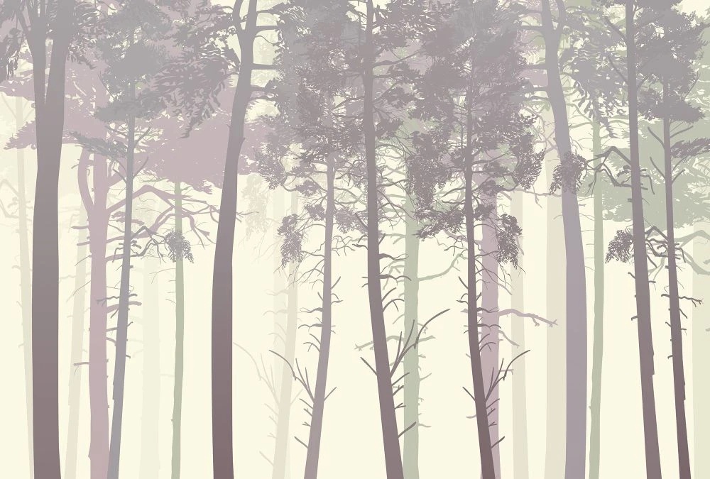 Фотообои и фрески на стену - пейзаж, деревья, бежевые, стволы