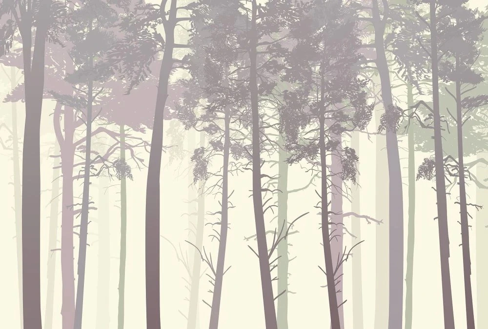 Фотообои и фрески на стену - пейзаж, деревья, бежевые, стволы