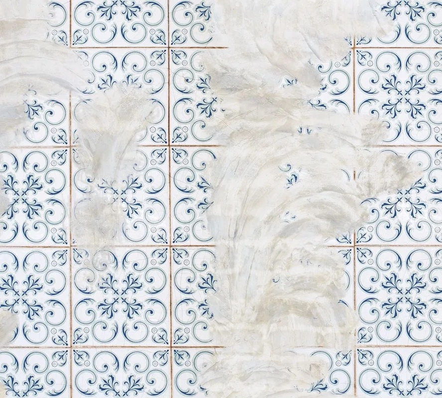 Фотообои и фрески на стену - лофт, сине-бежевые, узор