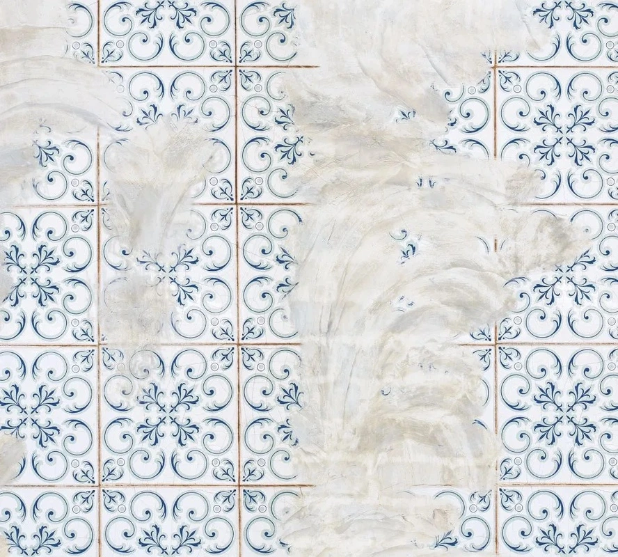 Фотообои и фрески на стену - лофт, сине-бежевые, узор