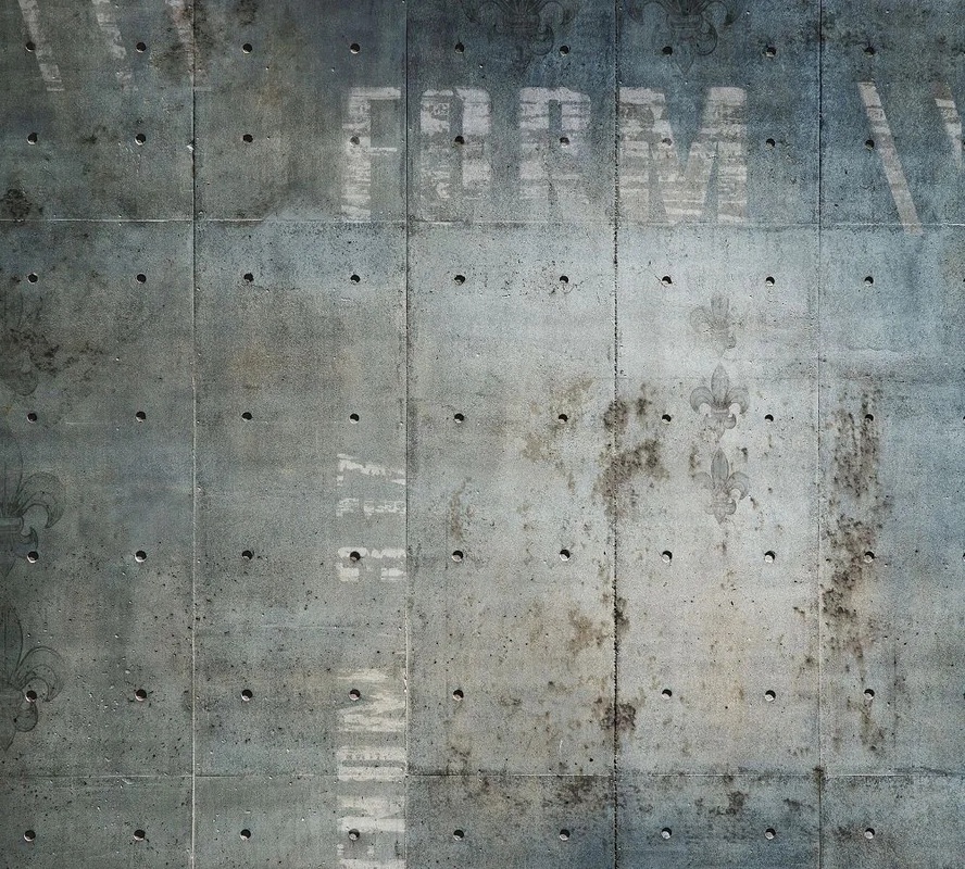 Фотообои и фрески на стену - лофт, серо-голубая, текст