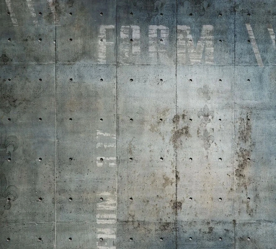 Фотообои на стену - лофт, серо-голубая, текст