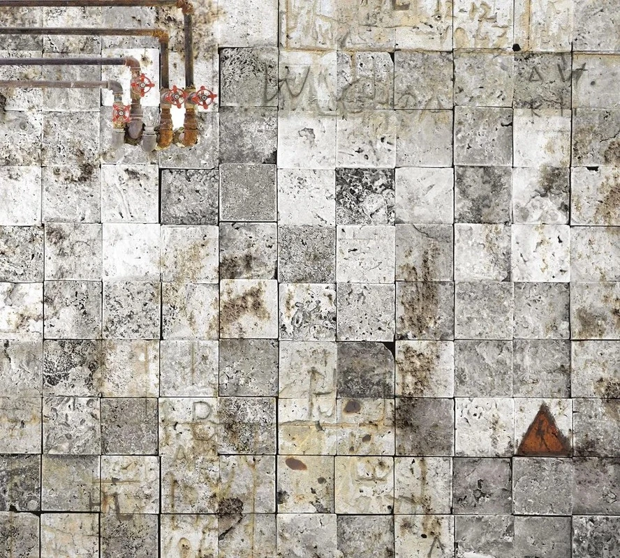 Фотообои и фрески на стену - лофт, серая, мозаика, ржавчина