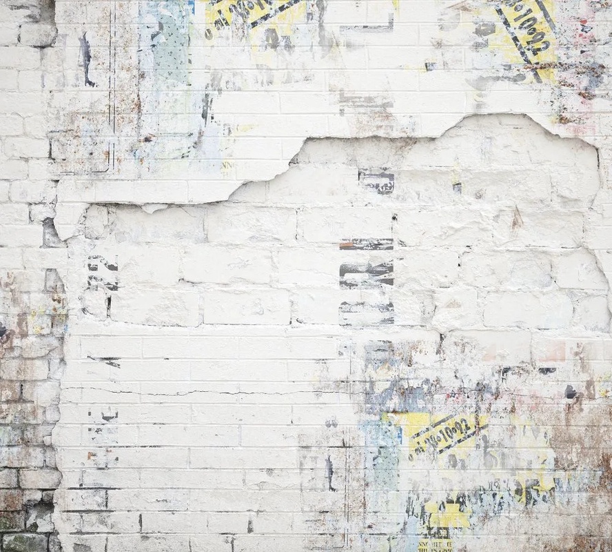 Фотообои на стену - лофт, кирпичная стена, бело-серая