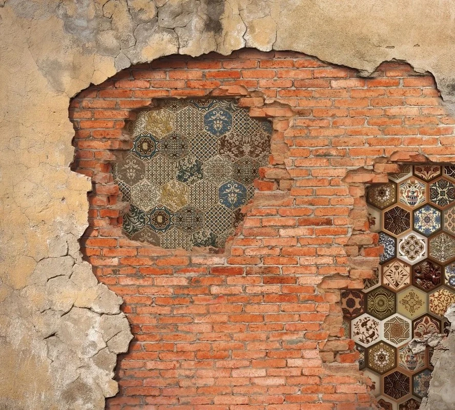 Фотообои на стену - лофт, кирпичная стена, красно-коричневая