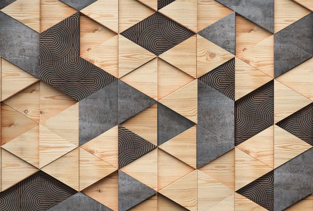 Фотообои и фрески на стену - лофт, стена из досок, черно-бежевая