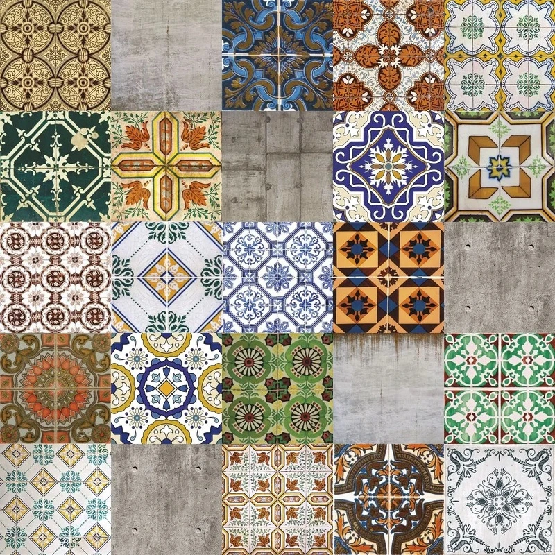 Фотообои и фрески на стену - лофт, изразцы, узор, разноцветные