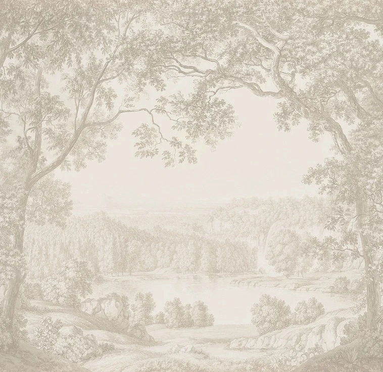 Фотообои и фрески на стену - пейзаж, лес, бежевые, серый лес, на стену пейзаж, бежевый лес, деревья, пейзаж обои, обои пейзажи качество, красивый пейзаж на обои, в коридор, в прихожую