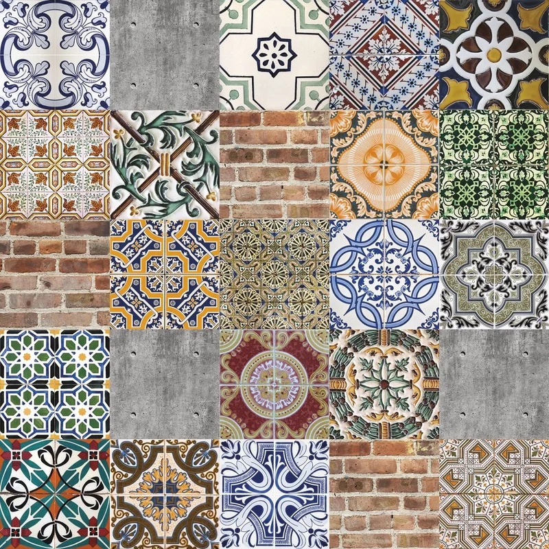 Фотообои и фрески на стену - лофт, изразцы, узоры, пестрые