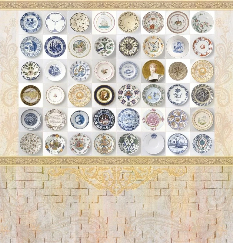 Фотообои и фрески на стену - лофт, тарелки, на бежевом фоне