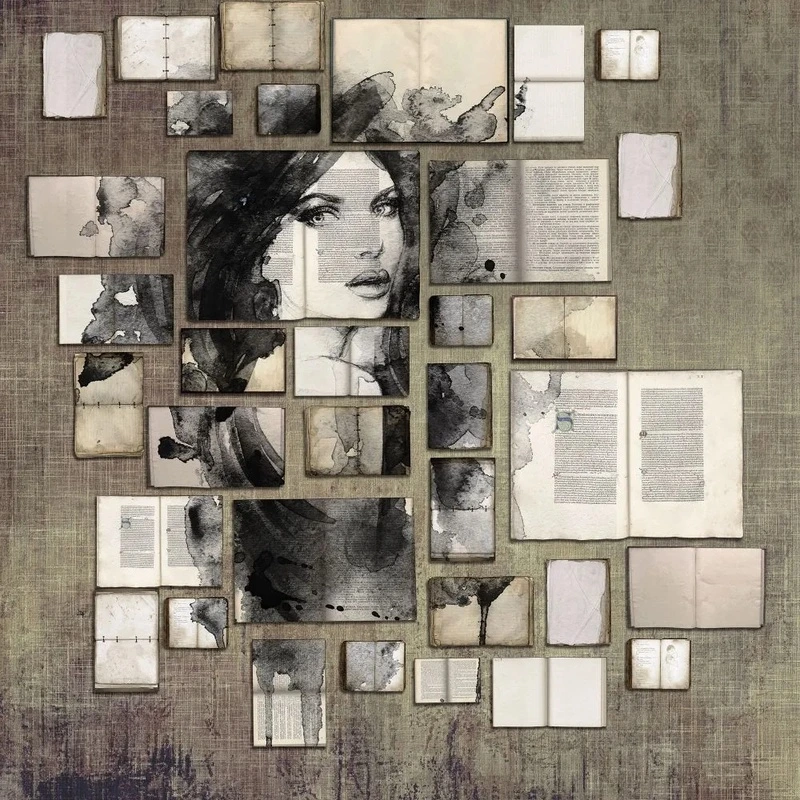 Фотообои на стену - лофт, девушка, газеты