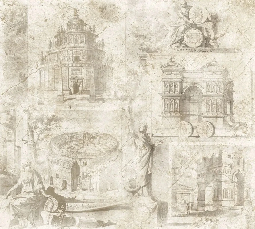 Фотообои и фрески на стену - лофт, бежевые, архитектура