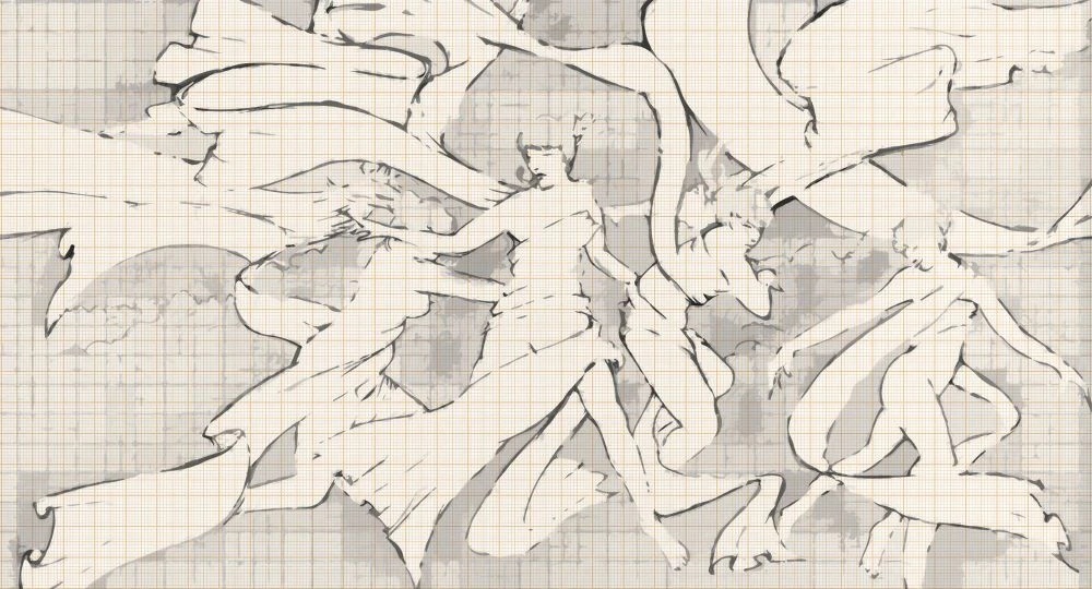 Фотообои и фрески на стену - лофт, бежевые, фигуры