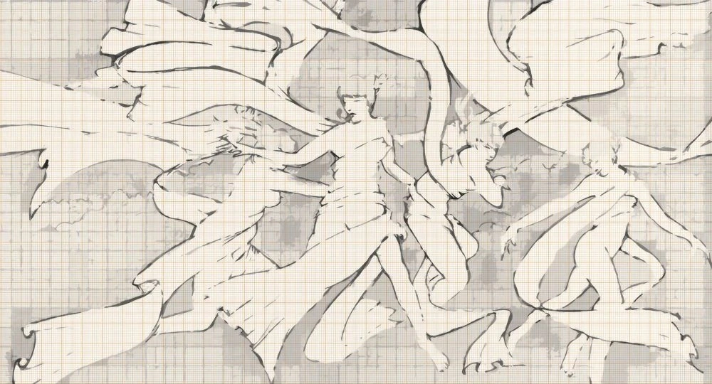 Фотообои на стену - лофт, бежевые, фигуры