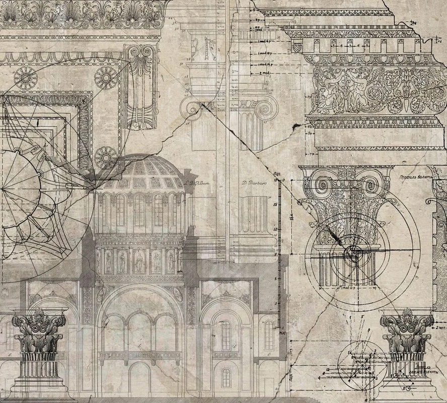 Фотообои и фрески на стену - лофт, бежевые, архитектура, колонны