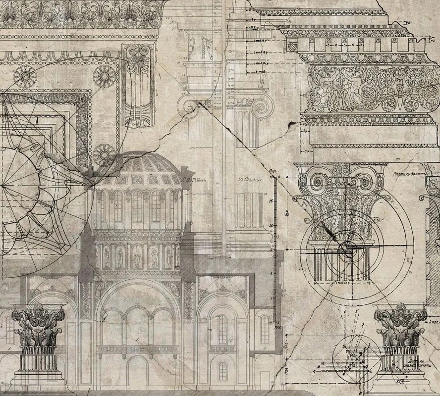 Фотообои на стену - лофт, бежевые, архитектура, колонны