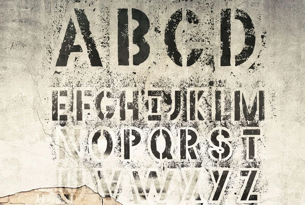 Фотообои и фрески на стену - лофт, черные буквы, на бежевом фоне