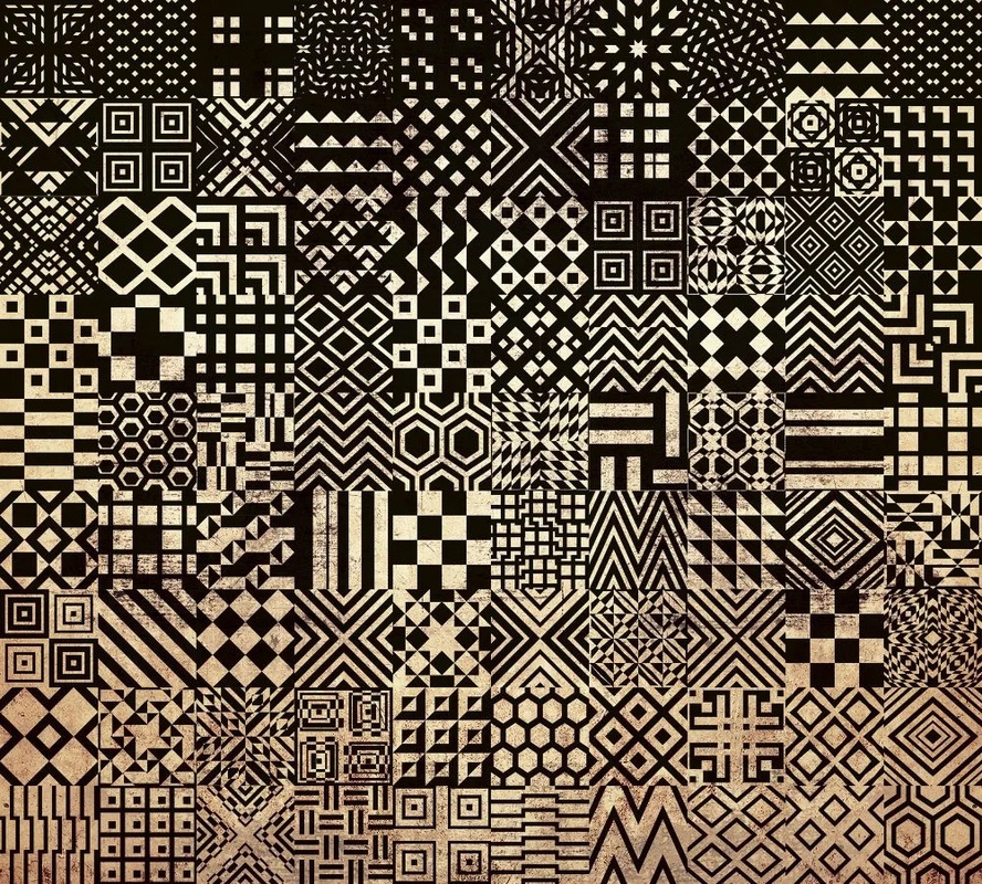 Фотообои и фрески на стену - лофт, бежево-черная, узоры