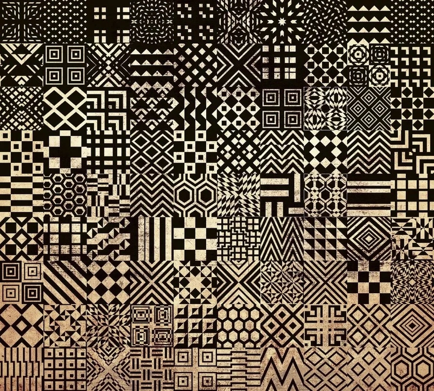 Фотообои и фрески на стену - лофт, бежево-черная, узоры