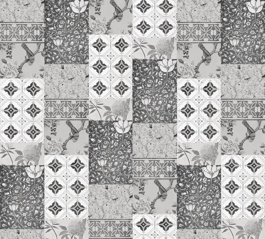 Фотообои на стену - лофт, лоскуты, черно-белые