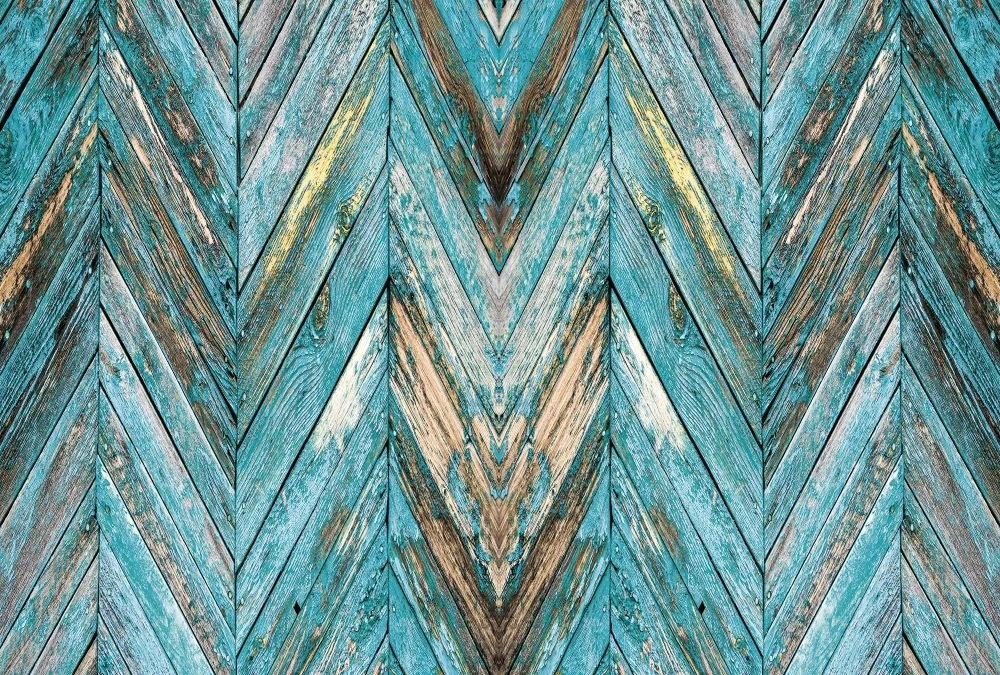 Фотообои и фрески на стену - лофт, бирюзовая, доски, паркетная