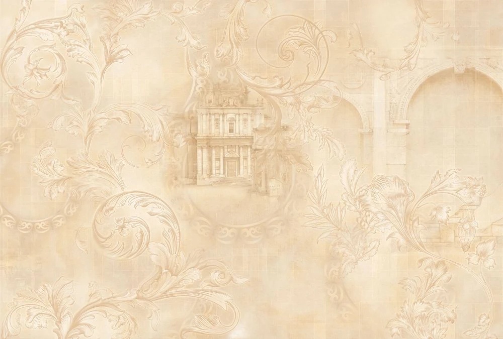 Фотообои и фрески на стену - лофт, узоры, бежевые, теремок