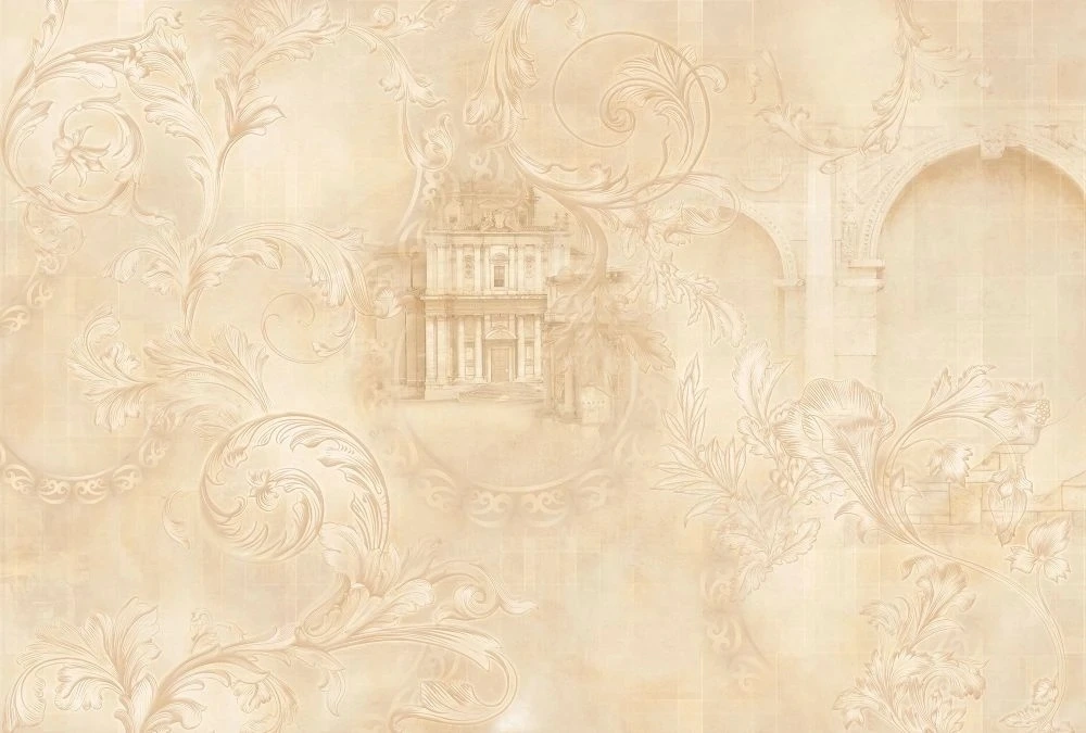 Фотообои и фрески на стену - лофт, узоры, бежевые, теремок