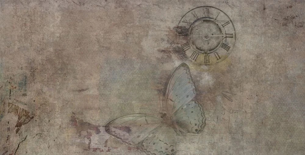 Фотообои и фрески на стену - лофт, коричневая, бабочка