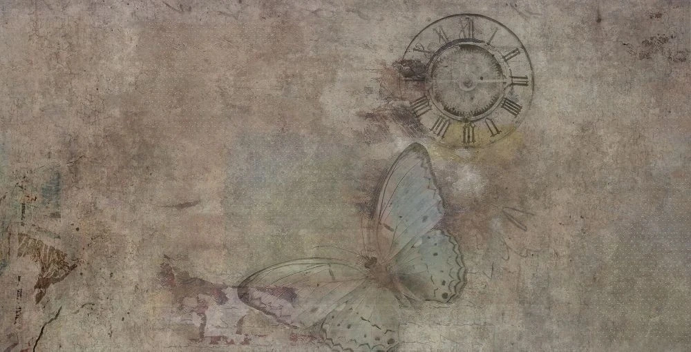 Фотообои на стену - лофт, коричневая, бабочка