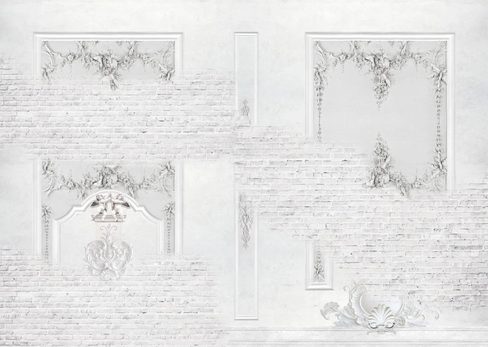 Фотообои и фрески на стену - лофт, кирпичная стена, белая, узоры