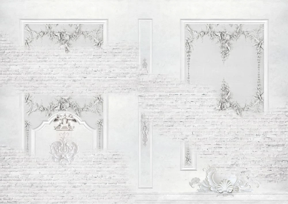 Фотообои и фрески на стену - лофт, кирпичная стена, белая, узоры