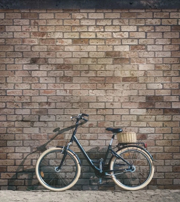 Фотообои на стену - лофт, коричневые, кирпичная стена, велосипед