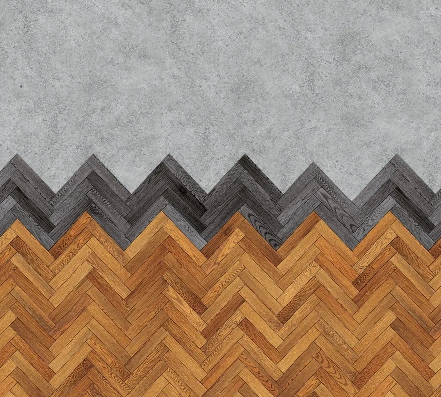 Фотообои и фрески на стену - лофт, под паркет, рыже-серая