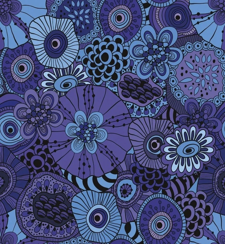 Фотообои на стену - графика, цветы, узор, синий