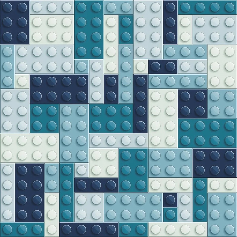 Фотообои и фрески на стену - в детскую комнату, мозаика, сине-голубая