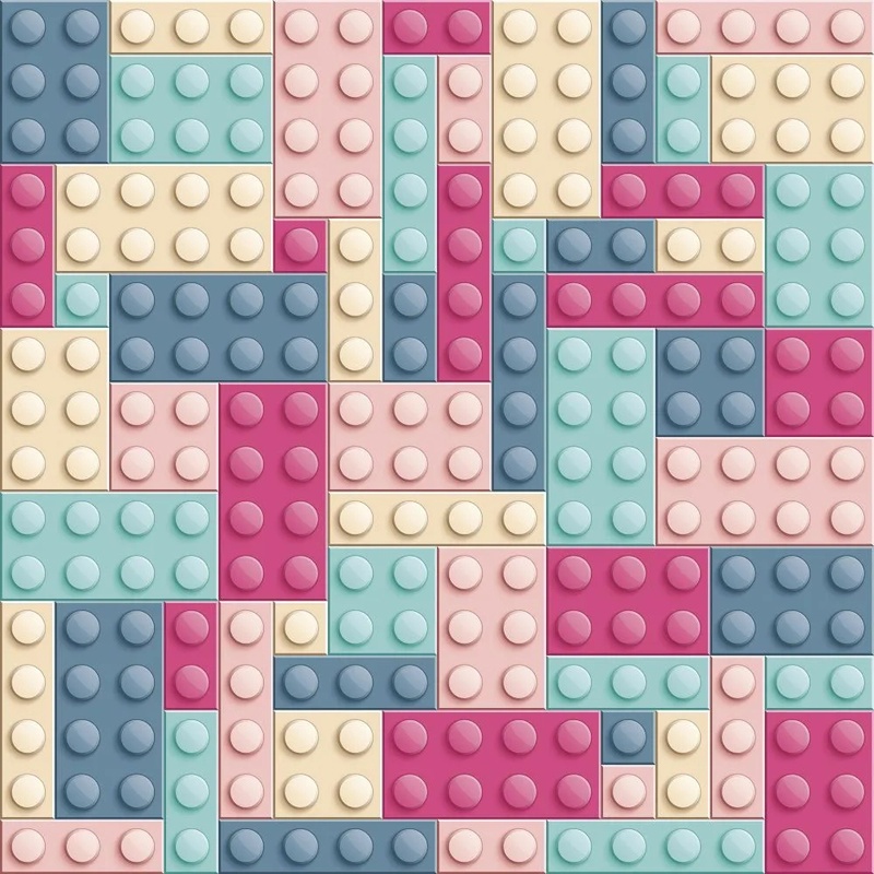 Фотообои на стену - в детскую комнату, мозаика, розово-голубая