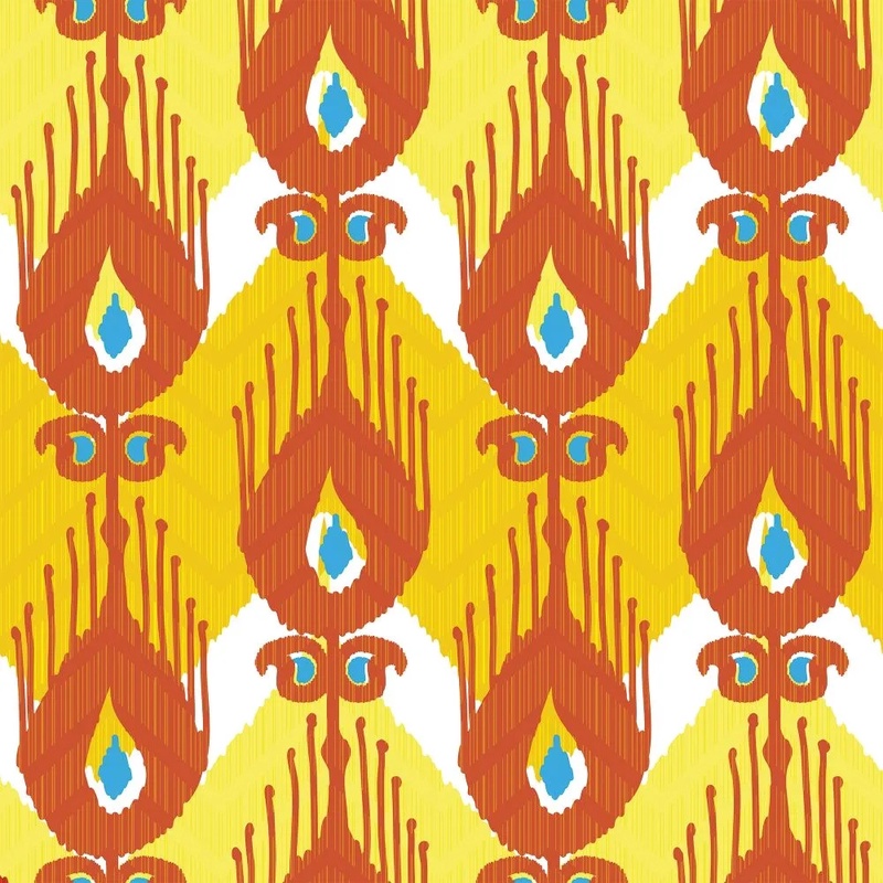 Фотообои и фрески на стену - в детскую комнату, перья, оранжевая, оранжево-желтая